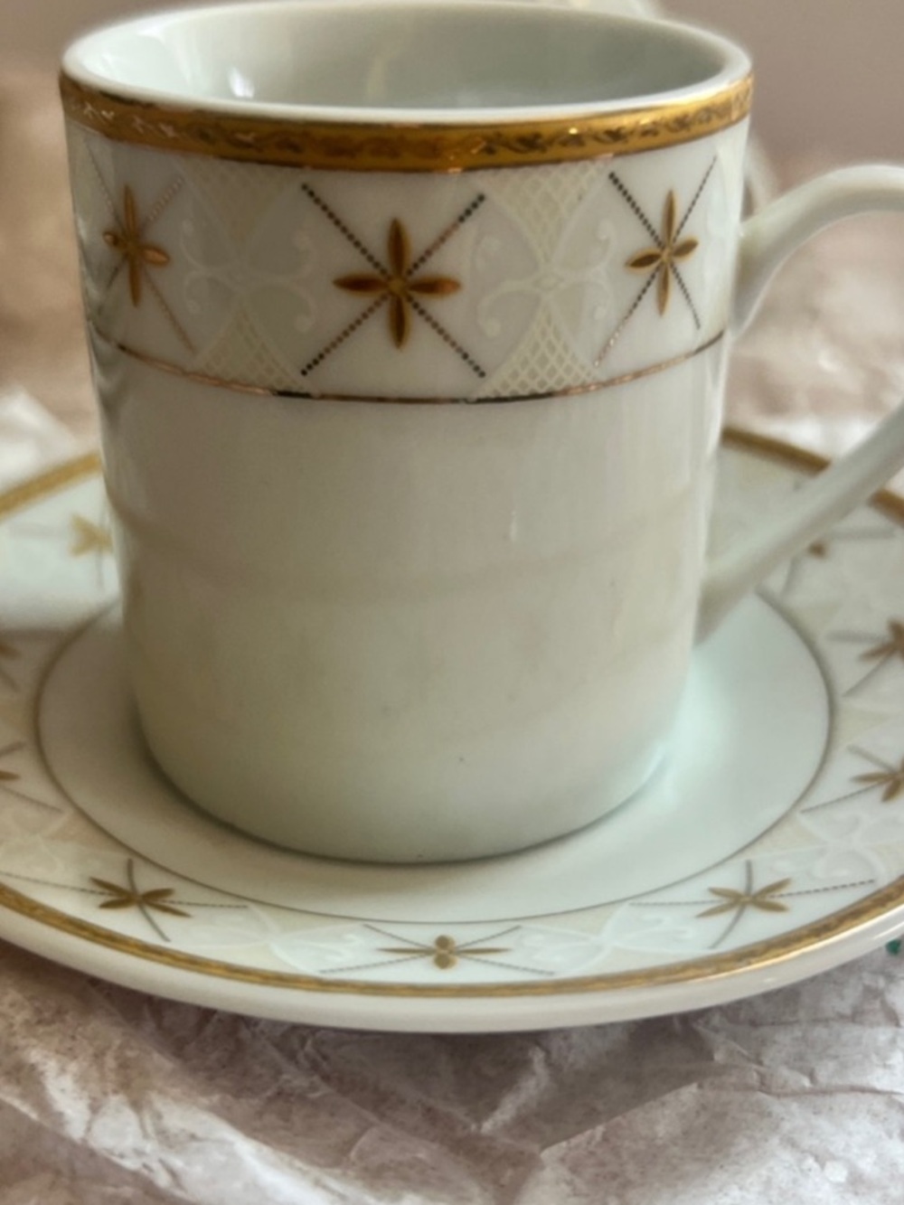 German Design, Fine Porcelain,White, Gold Tea Espresso Cup Vintage Set
